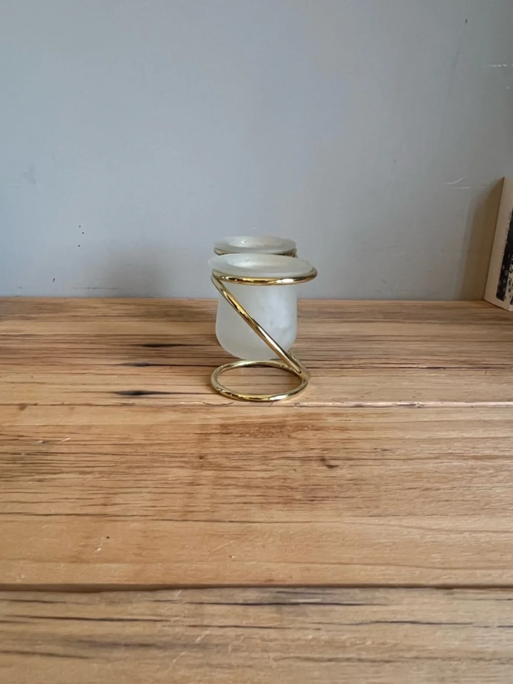 PartyLite Gold Spiral Tea Light Holders with Frosted Glass - Picture 2 of 8